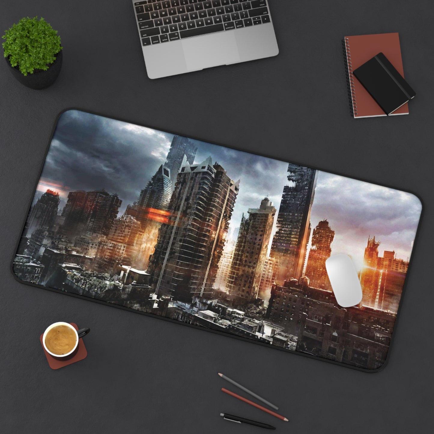 Post-Apocalyptic Cityscape Desk Mat | A Ghost Nation Sunset