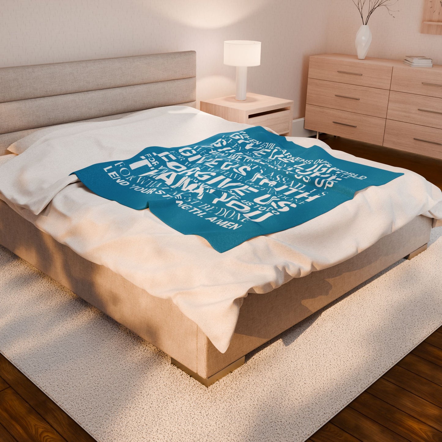 Genesis Prayer Velveteen Blue Blanket | Genesis Collection
