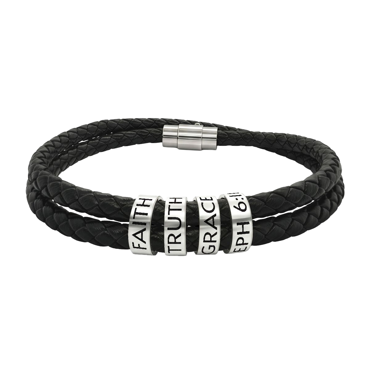Leather Bracelet with Beads (Engraving), EPH 6:11