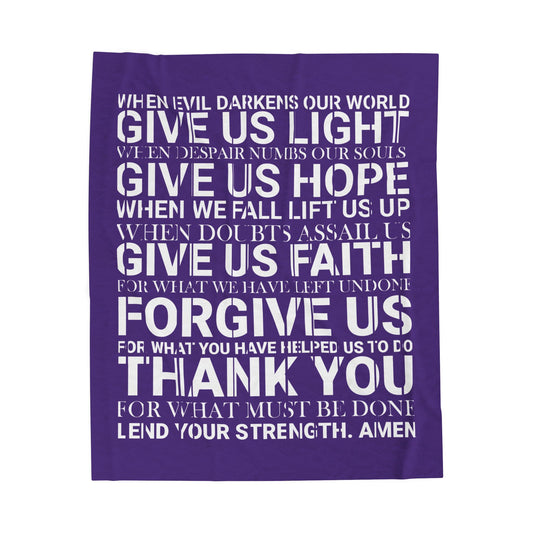 Genesis Prayer Velveteen Purple Blanket | Genesis Collection