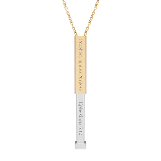Hidden Message Necklace — Ephesians 6:12 Sliding Bar Pendant
