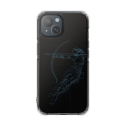 Clear Magnetic Phone Case I Ethereal Archer Line Art (Impact-Resistant)