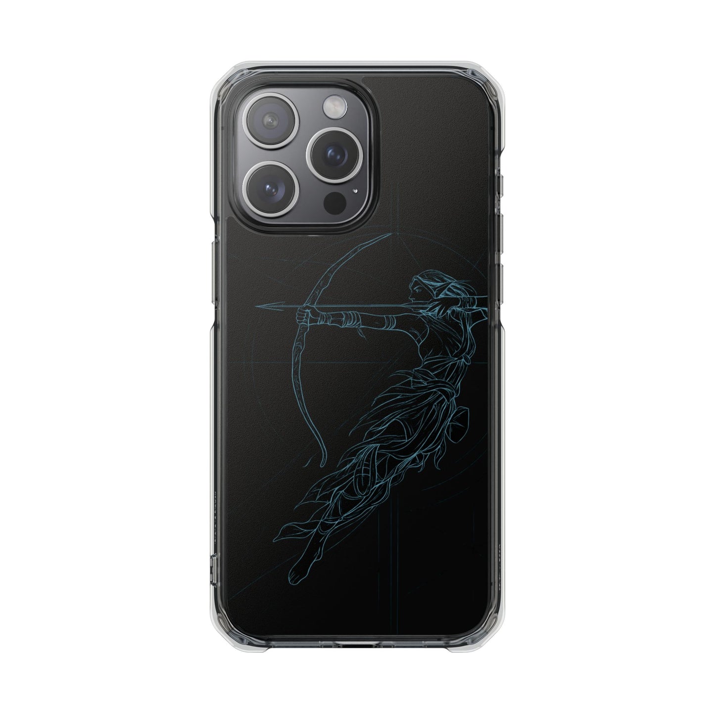 Clear Magnetic Phone Case I Ethereal Archer Line Art (Impact-Resistant)