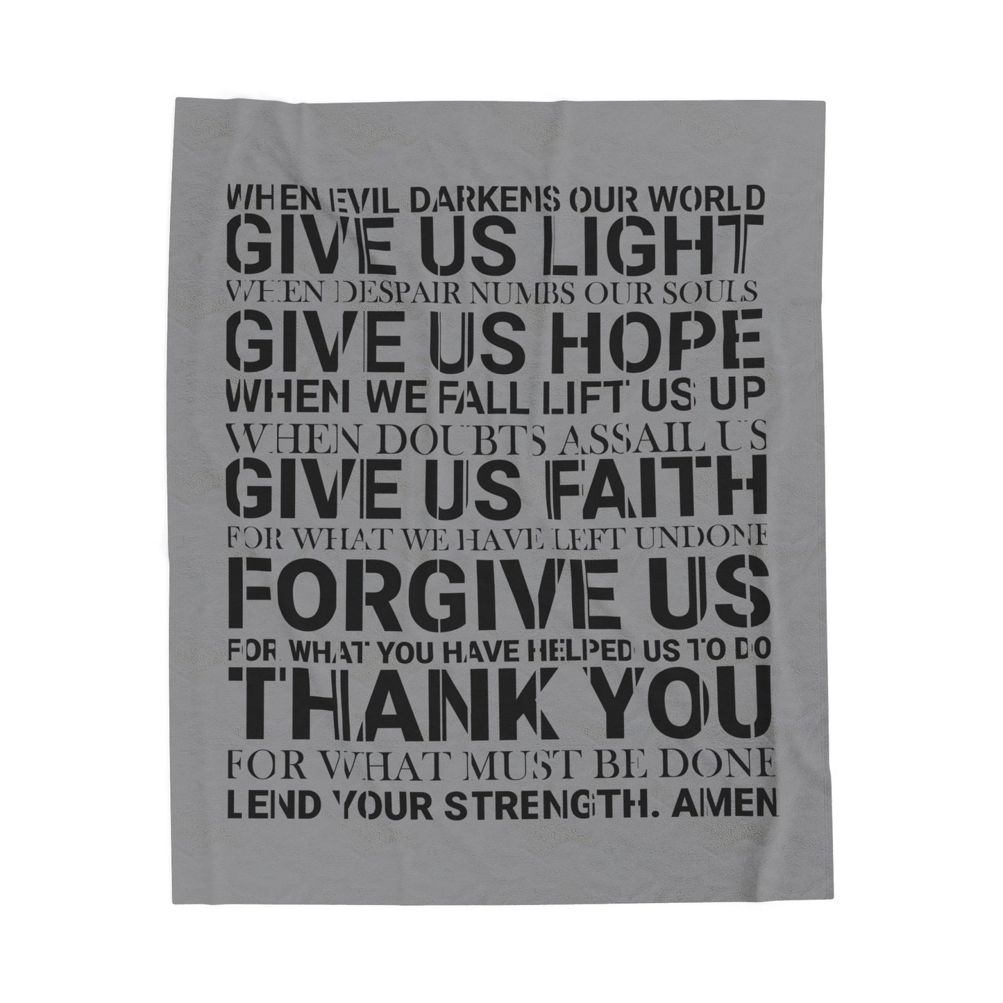Genesis Prayer Velveteen Grey Blanket | Genesis Collection