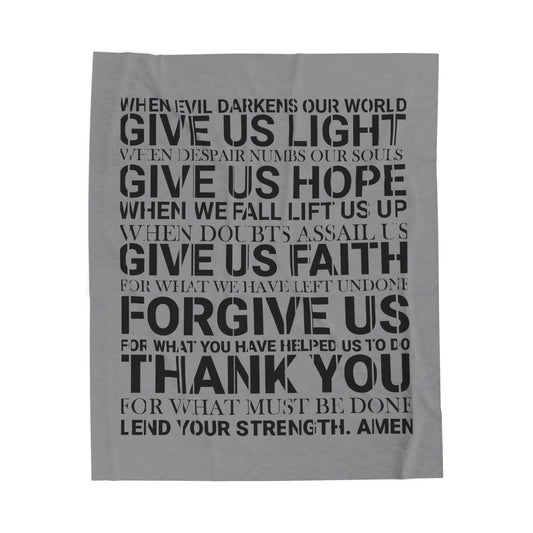 Genesis Prayer Velveteen Grey Blanket | Genesis Collection