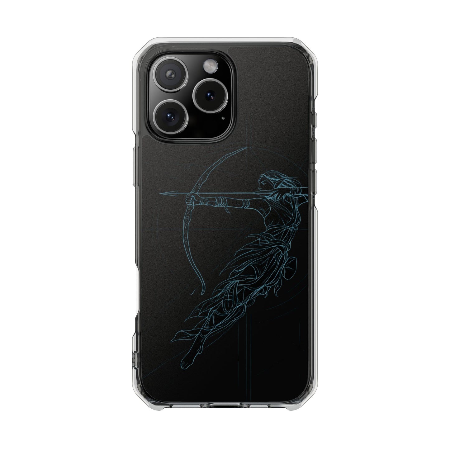 Clear Magnetic Phone Case I Ethereal Archer Line Art (Impact-Resistant)