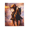 Female Archer on Horseback Velveteen Plush Blanket | Ghost Nation Fantasy Throw