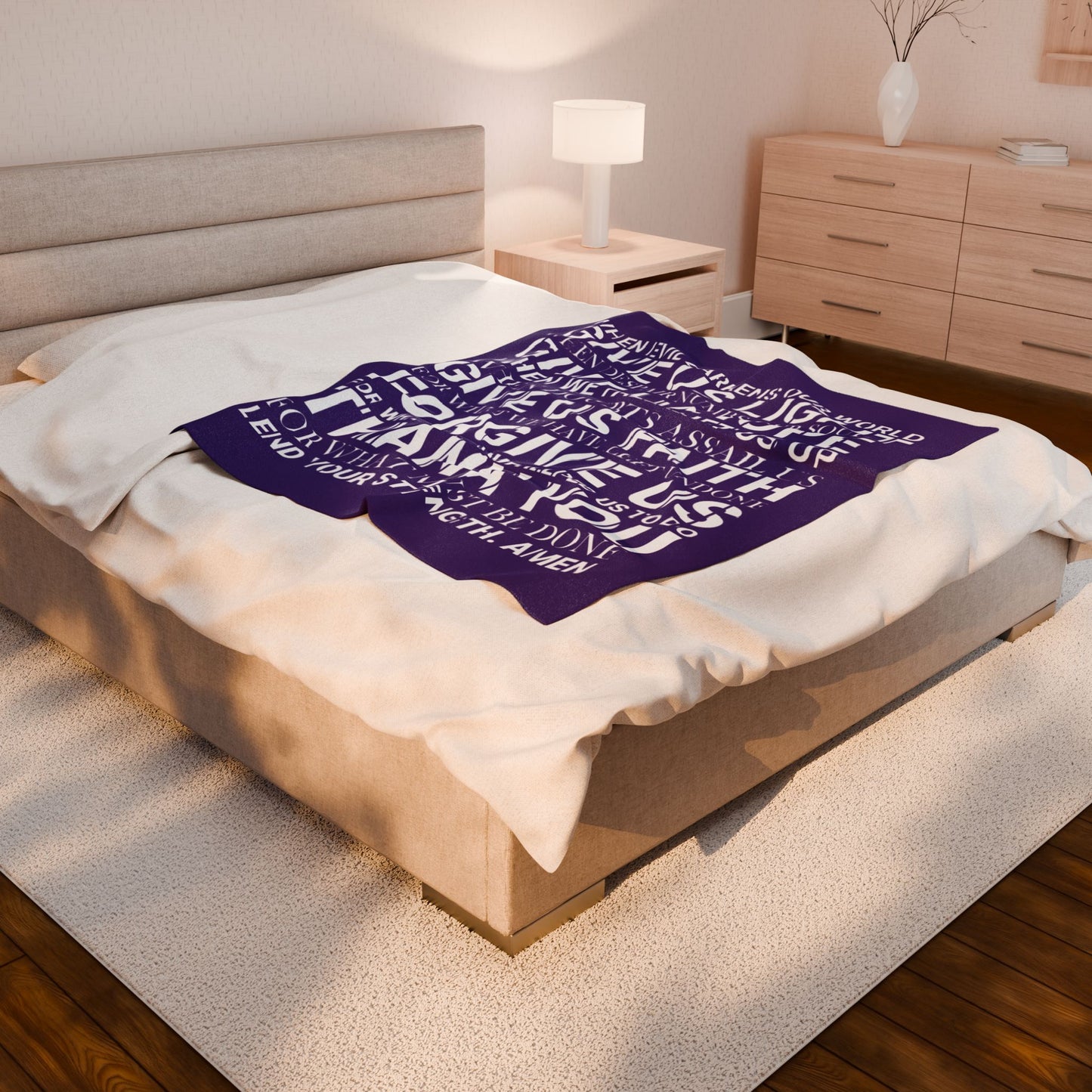 Genesis Prayer Velveteen Purple Blanket | Genesis Collection