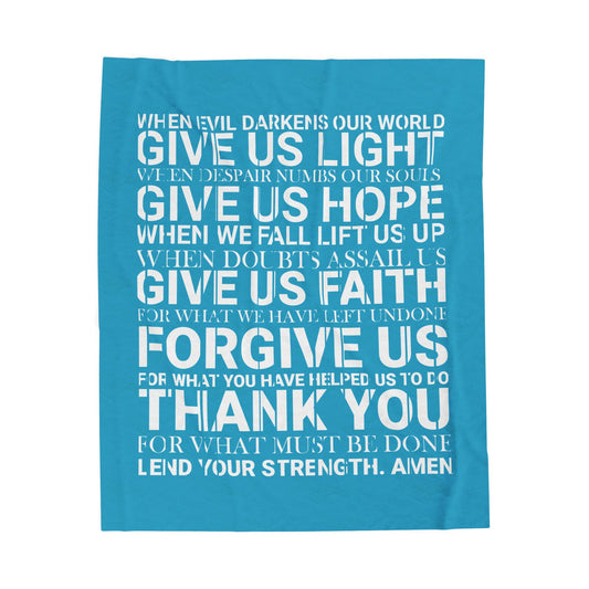 Genesis Prayer Velveteen Blue Blanket | Genesis Collection