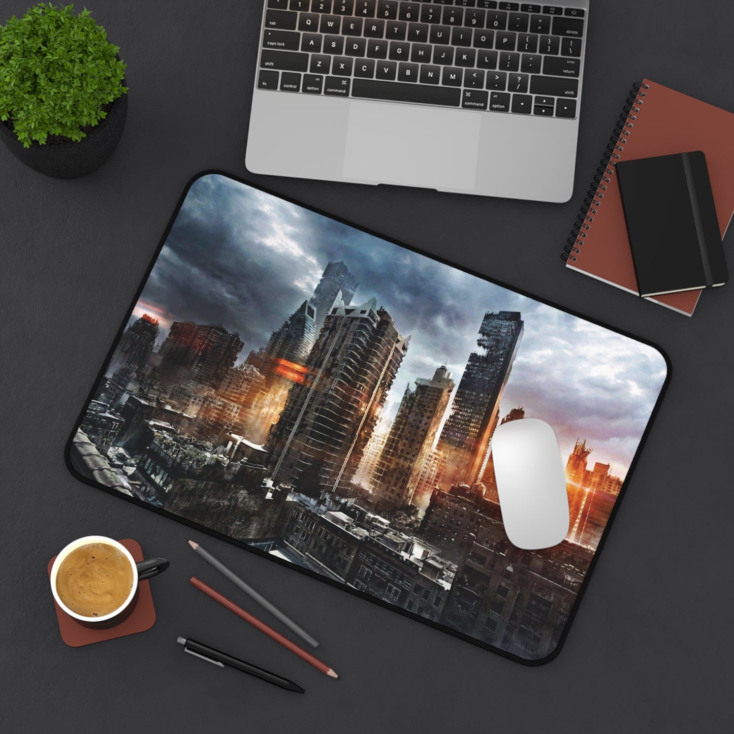 Post-Apocalyptic Cityscape Desk Mat | A Ghost Nation Sunset