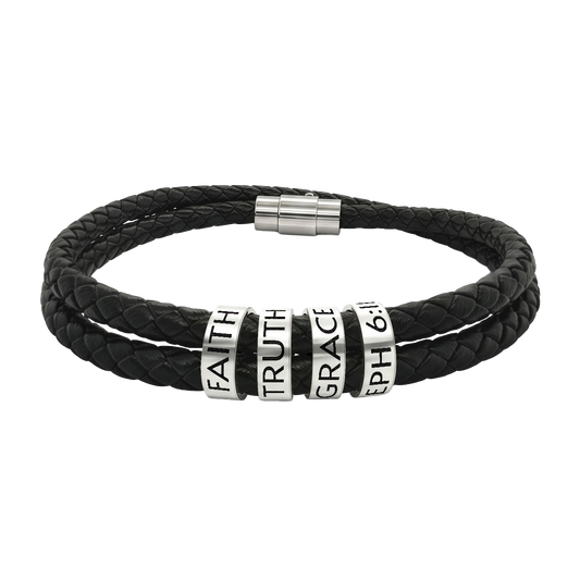 Leather Bracelet with Beads (Engraving), EPH 6:11