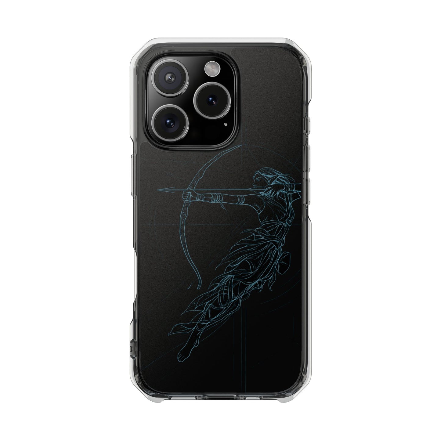 Clear Magnetic Phone Case I Ethereal Archer Line Art (Impact-Resistant)