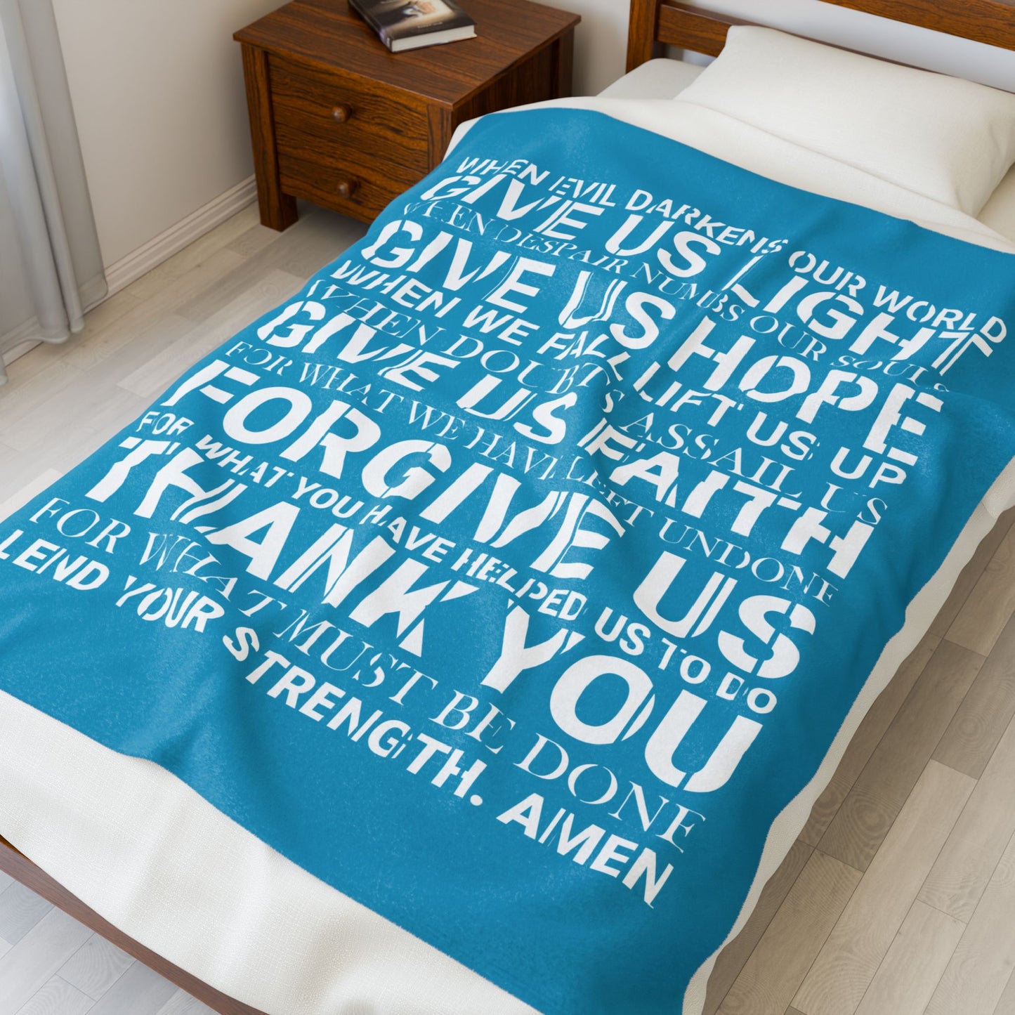 Genesis Prayer Velveteen Blue Blanket | Genesis Collection