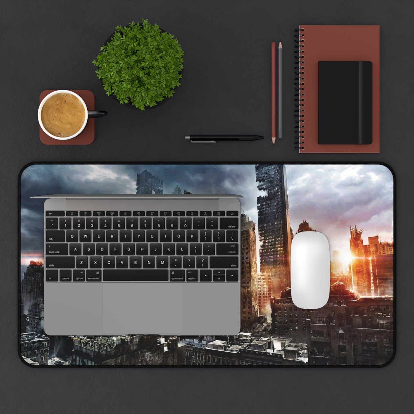 Post-Apocalyptic Cityscape Desk Mat | A Ghost Nation Sunset