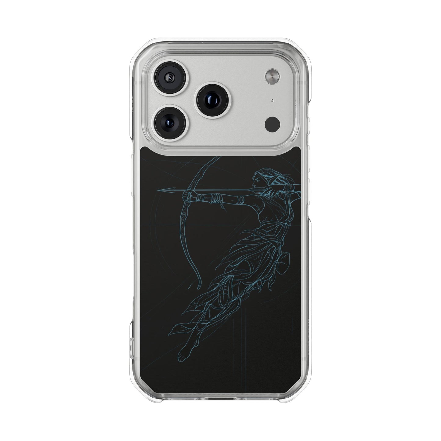 Clear Magnetic Phone Case I Ethereal Archer Line Art (Impact-Resistant)