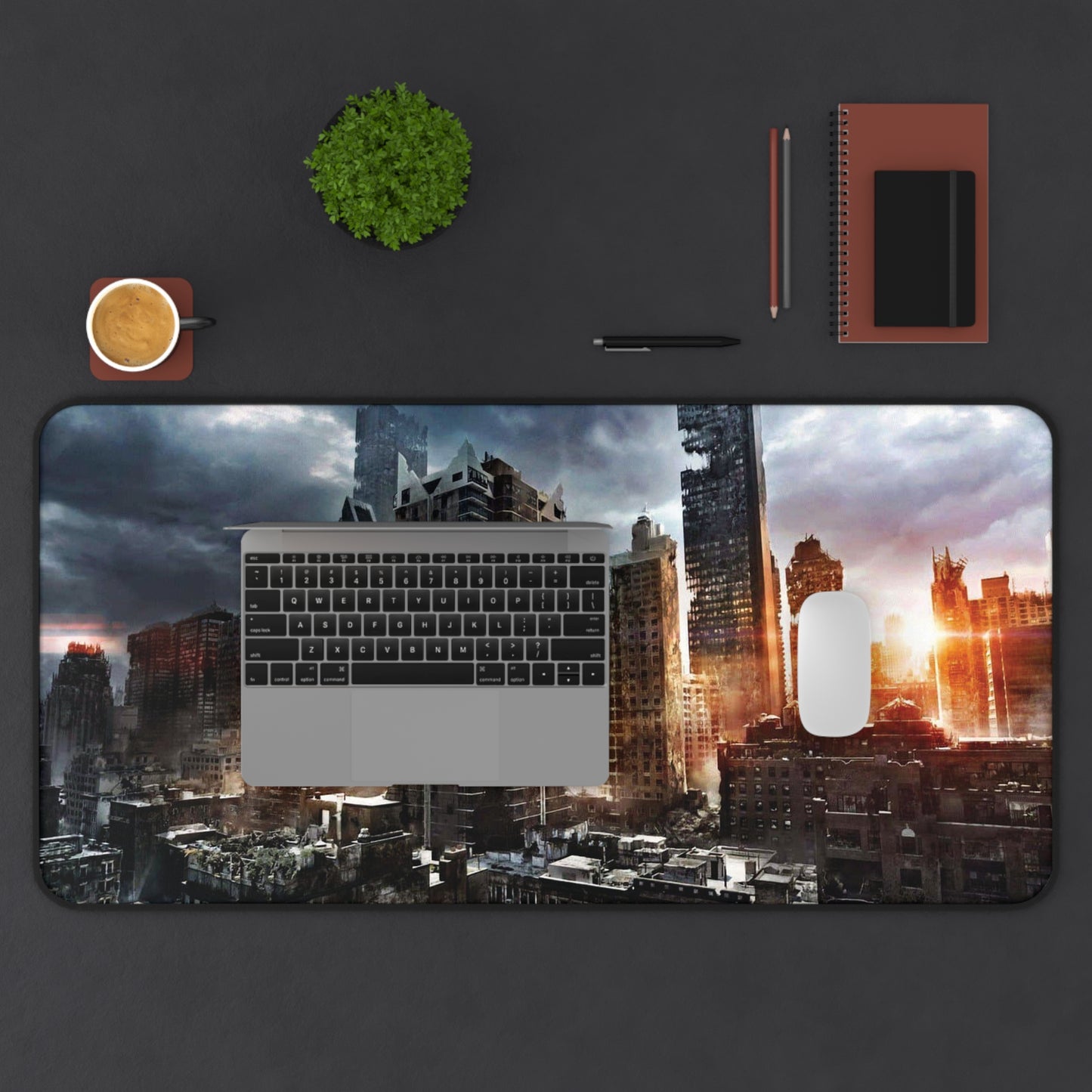 Post-Apocalyptic Cityscape Desk Mat | A Ghost Nation Sunset