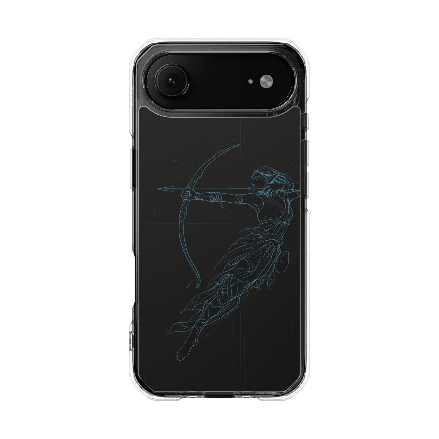 Clear Magnetic Phone Case I Ethereal Archer Line Art (Impact-Resistant)