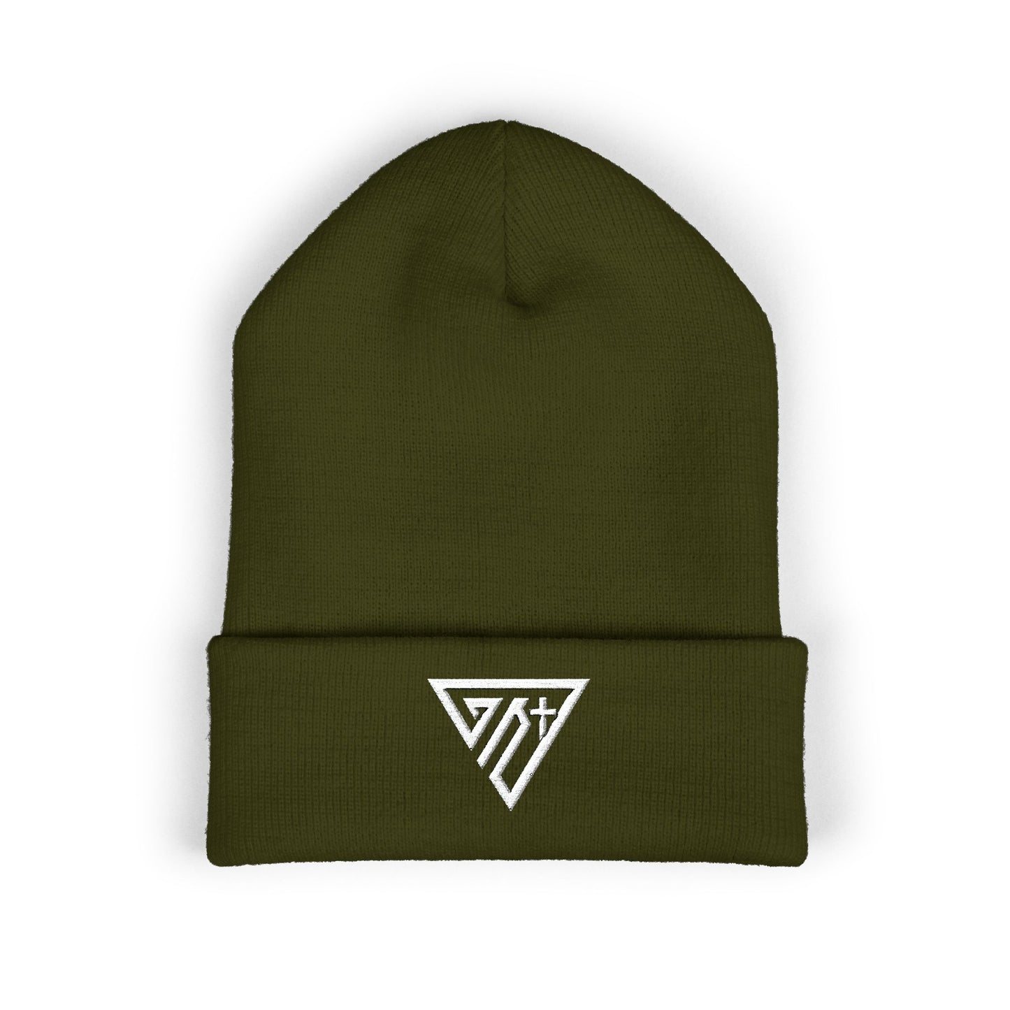 Triangle Emblem Cuffed Beanie