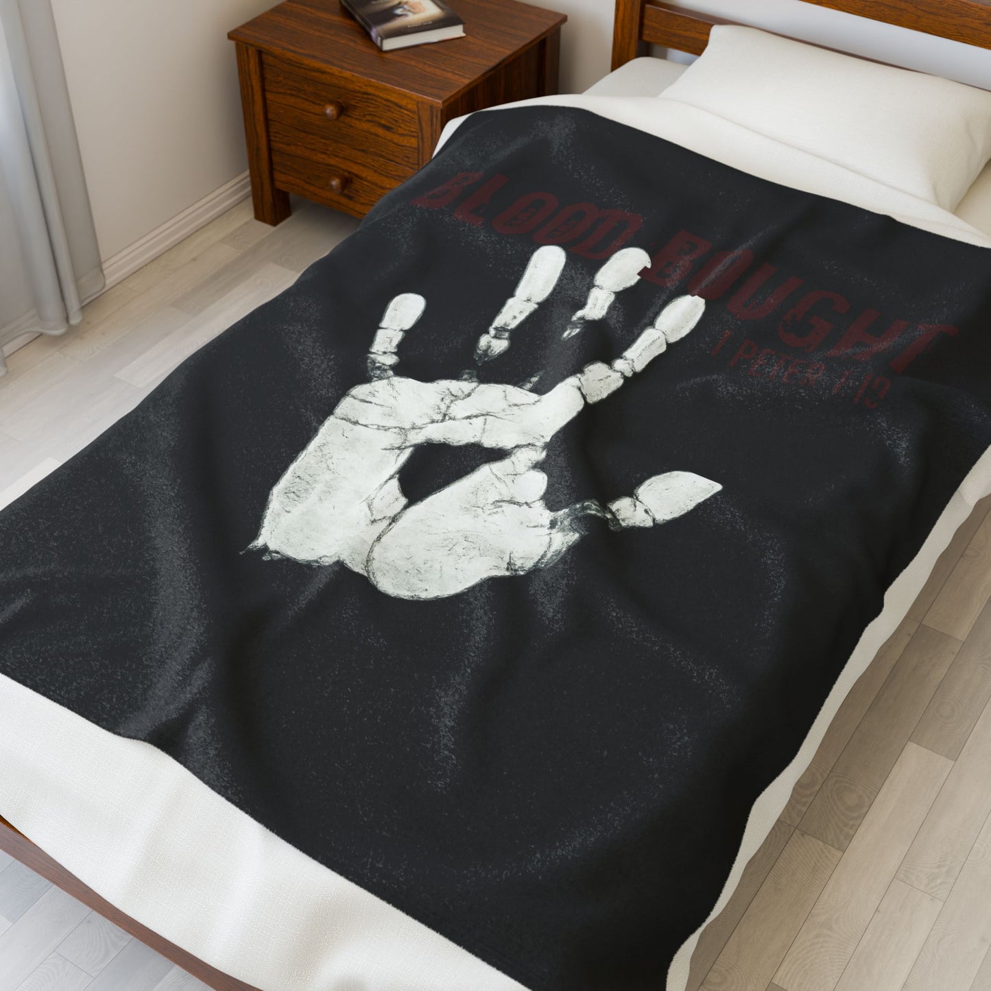 Blood Bought Velveteen Plush Blanket |  1 Peter 1:19. I Ghost Collection