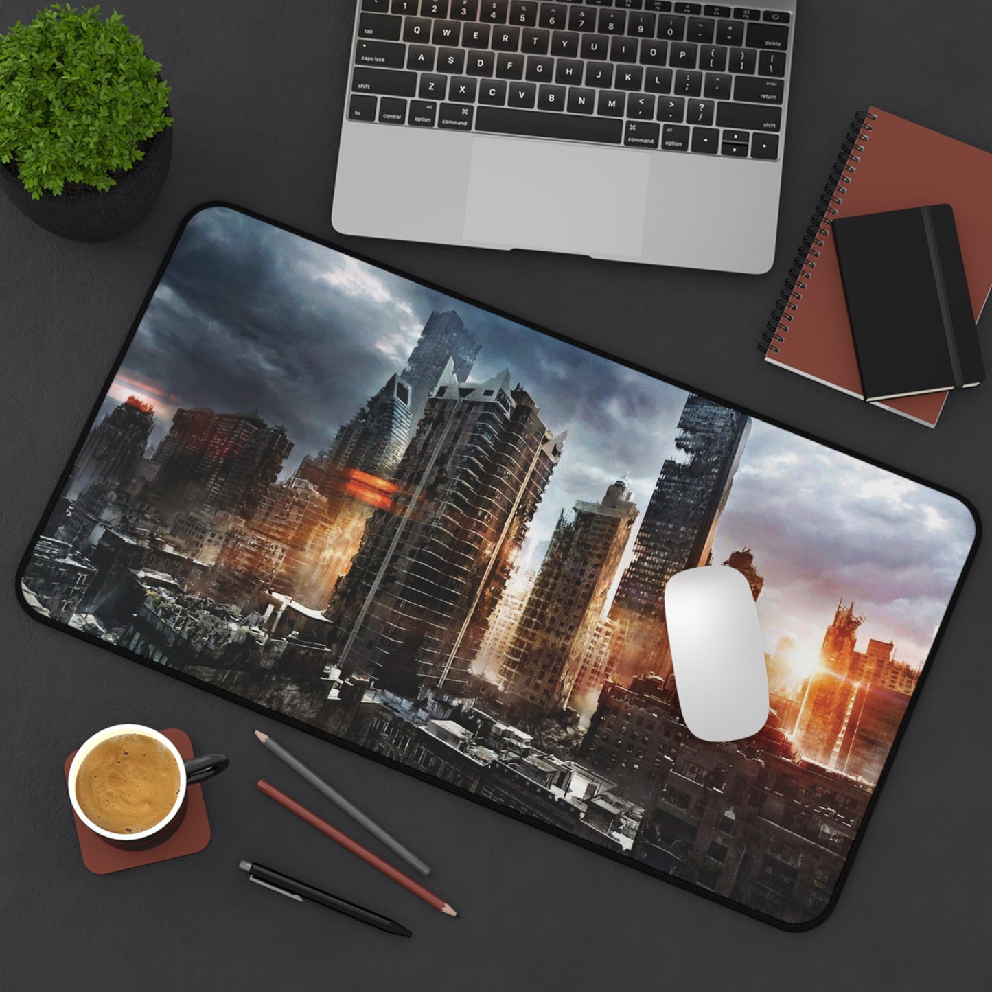 Post-Apocalyptic Cityscape Desk Mat | A Ghost Nation Sunset
