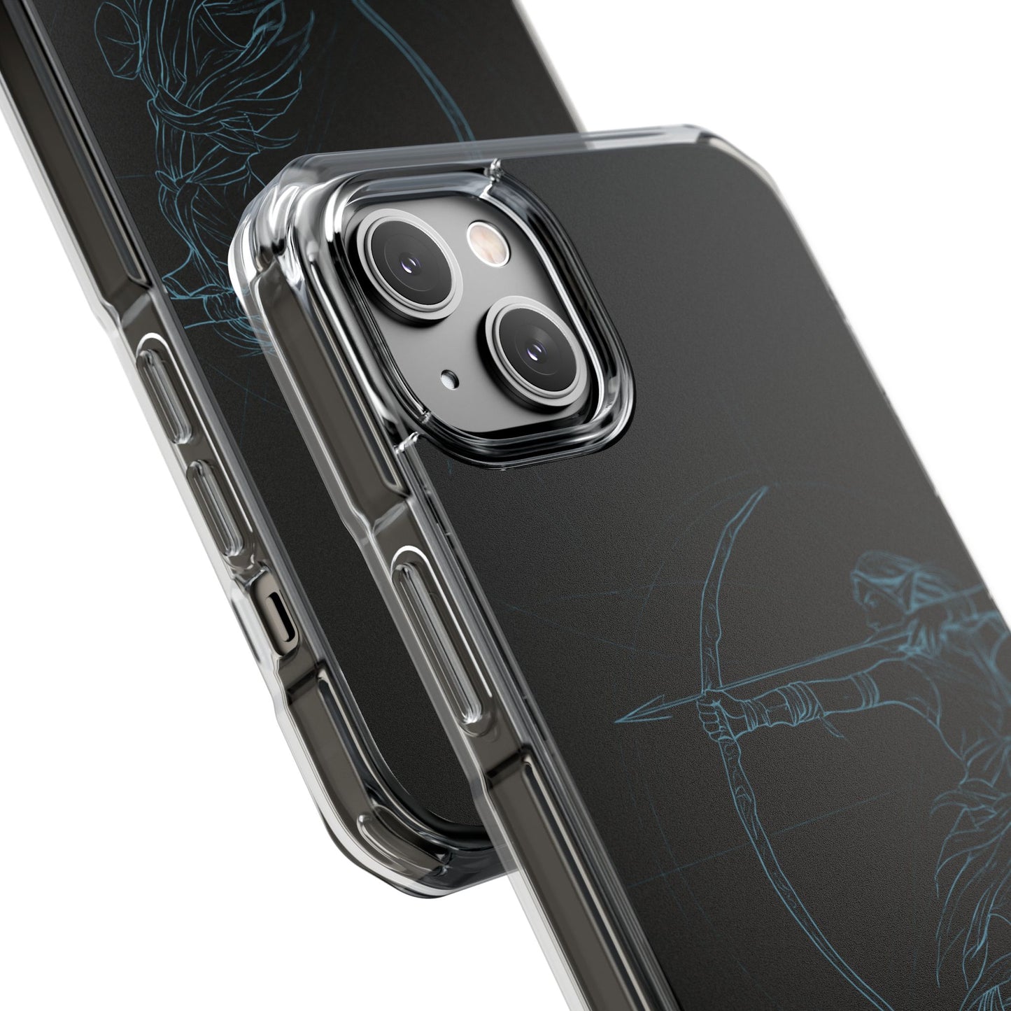 Clear Magnetic Phone Case I Ethereal Archer Line Art (Impact-Resistant)