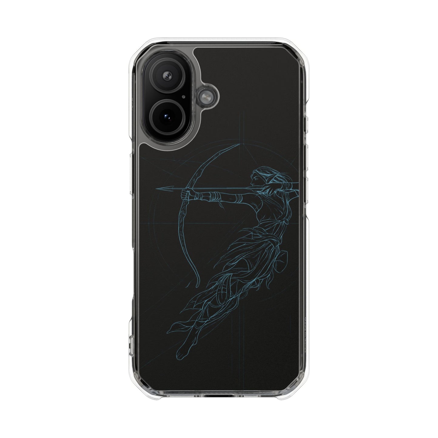Clear Magnetic Phone Case I Ethereal Archer Line Art (Impact-Resistant)
